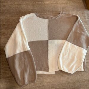 Z Supply Patchwork Sweater - Cream and Brown